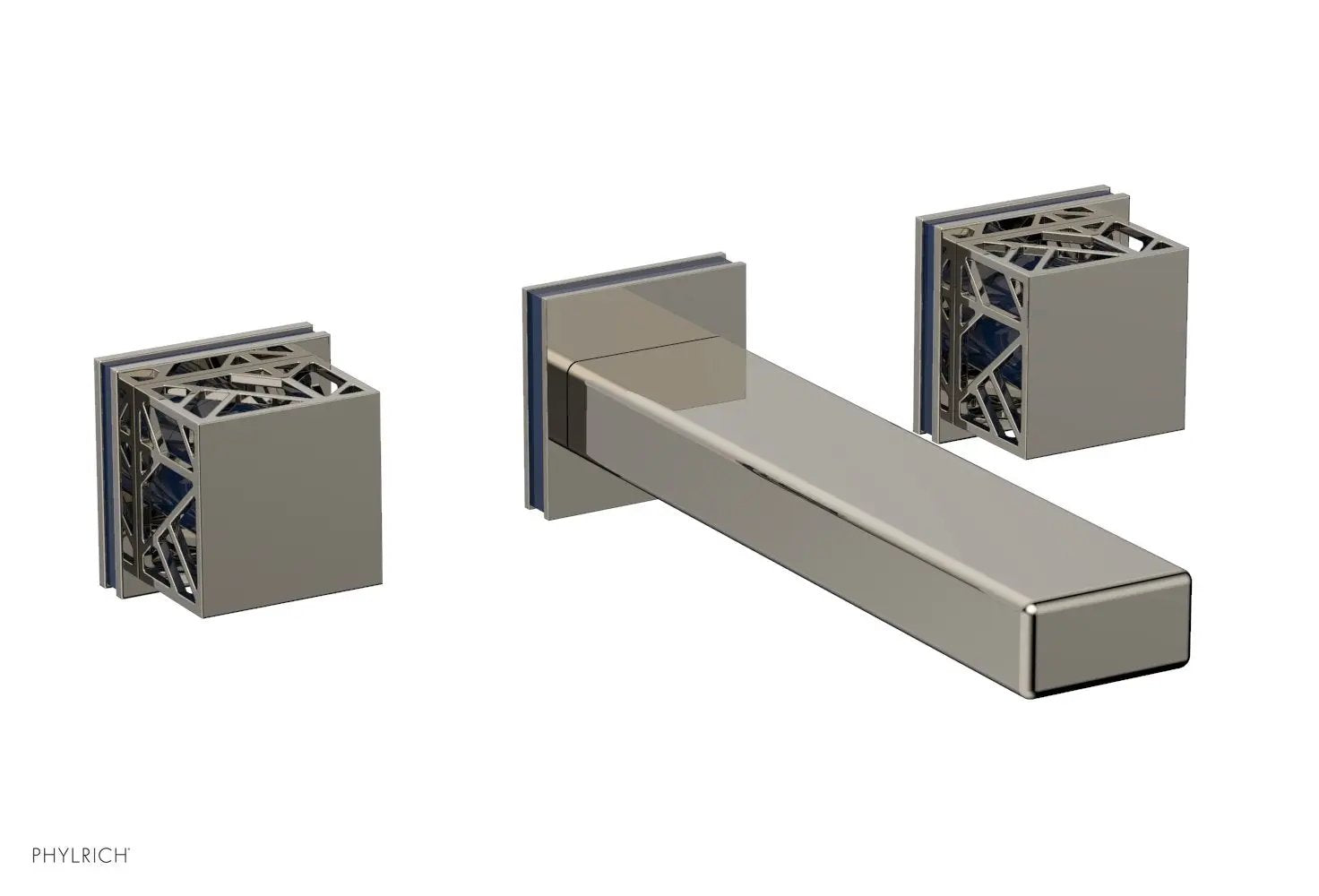 Phylrich JOLIE Wall Tub Set - Square Handles with "Navy Blue" Accents by Phylrich