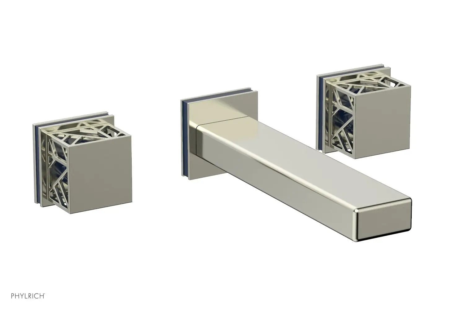 Phylrich JOLIE Wall Tub Set - Square Handles with "Navy Blue" Accents by Phylrich