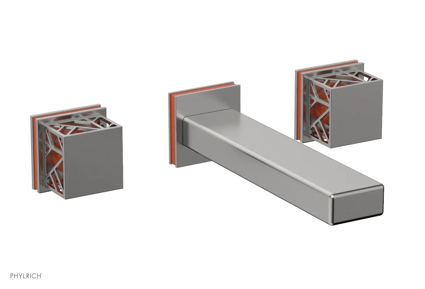 Phylrich JOLIE Wall Lavatory Set - Square Handles with "Orange" Accents by Phylrich