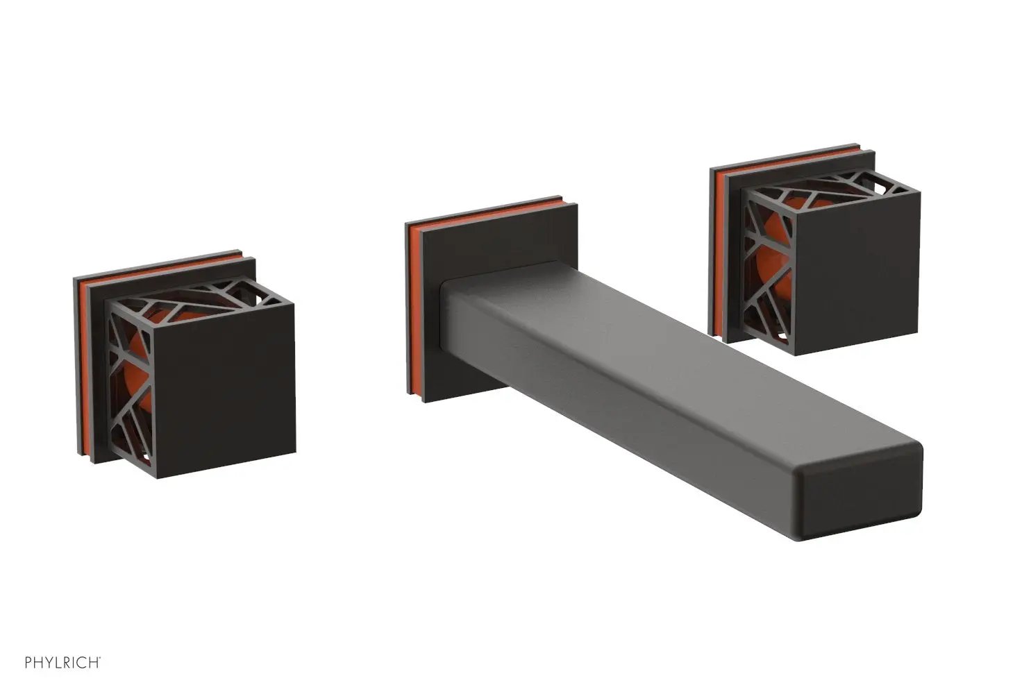 Phylrich JOLIE Wall Lavatory Set - Square Handles with "Orange" Accents by Phylrich