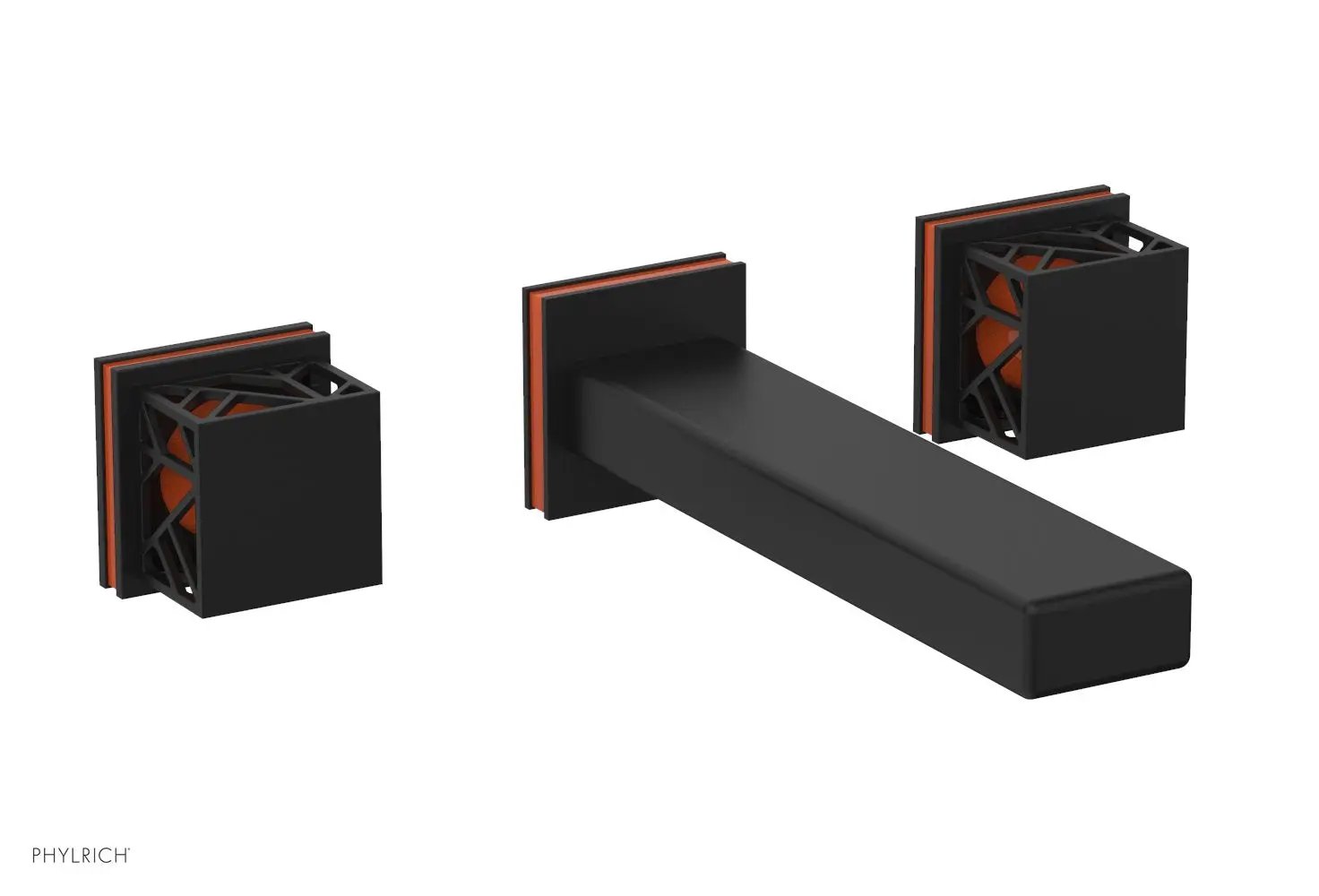 Phylrich JOLIE Wall Lavatory Set - Square Handles with "Orange" Accents by Phylrich