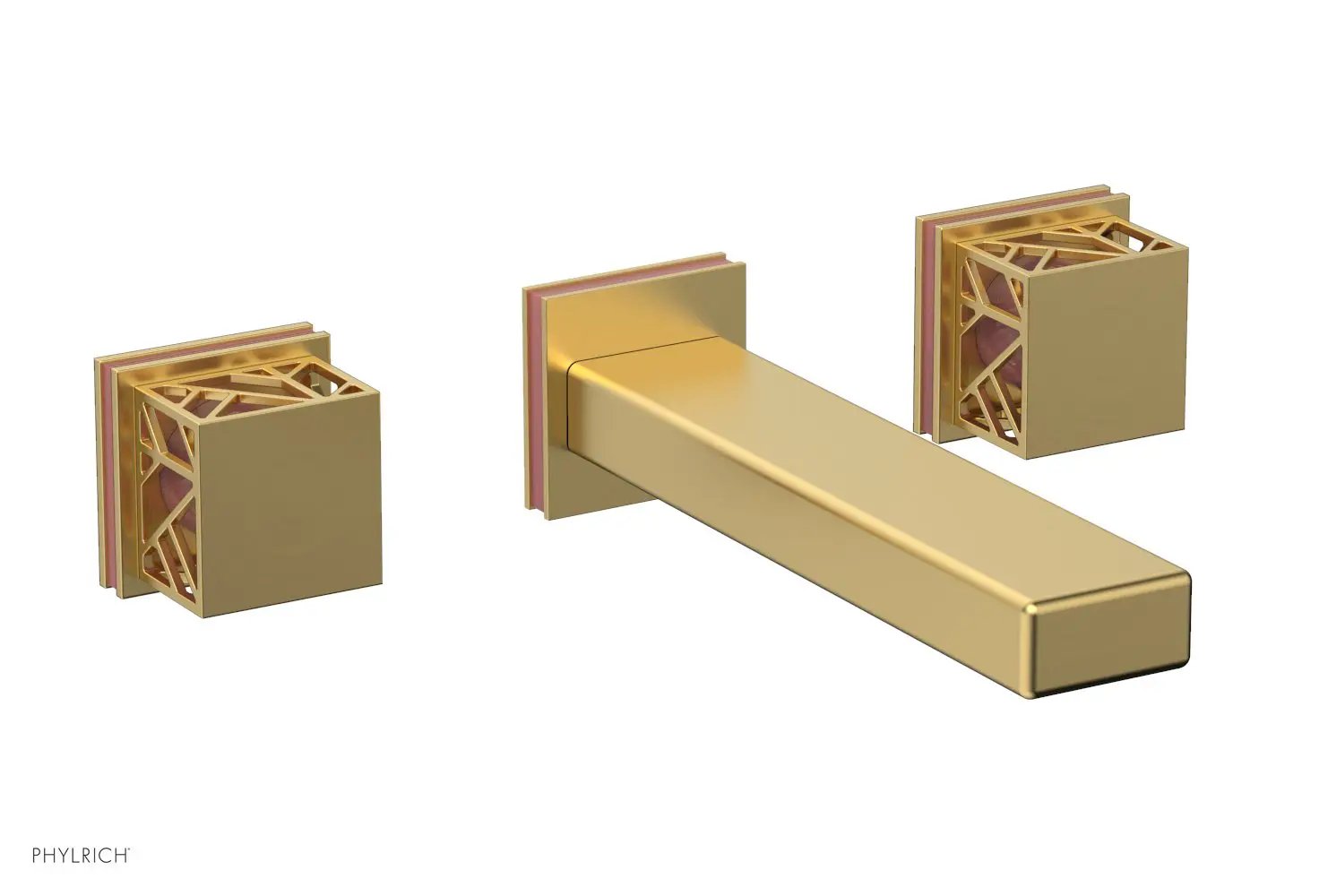 Phylrich JOLIE Wall Lavatory Set - Square Handles with "Pink" Accents by Phylrich