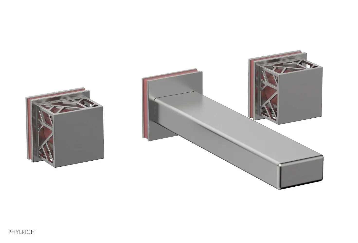 Phylrich JOLIE Wall Lavatory Set - Square Handles with "Pink" Accents by Phylrich