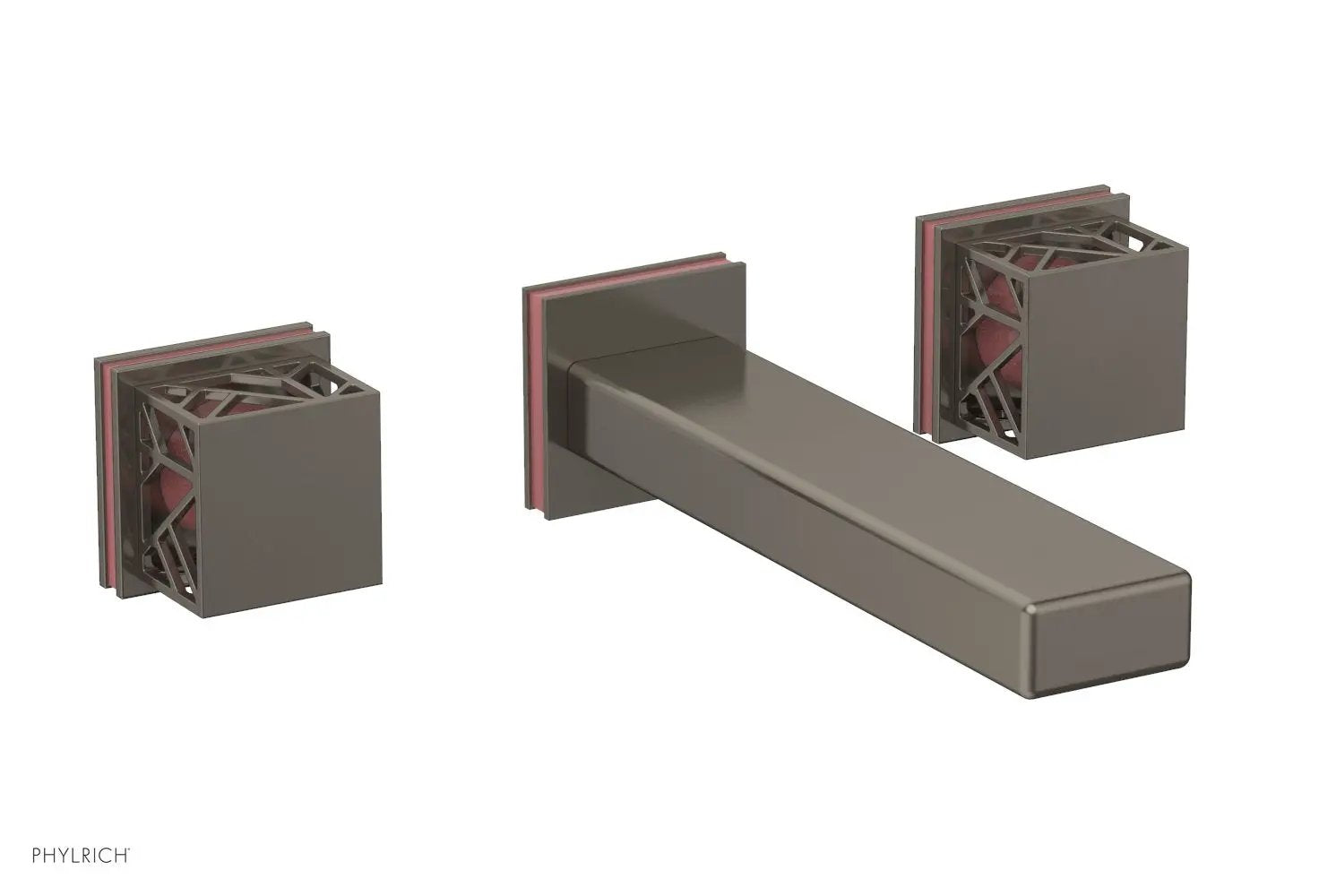 Phylrich JOLIE Wall Lavatory Set - Square Handles with "Pink" Accents by Phylrich