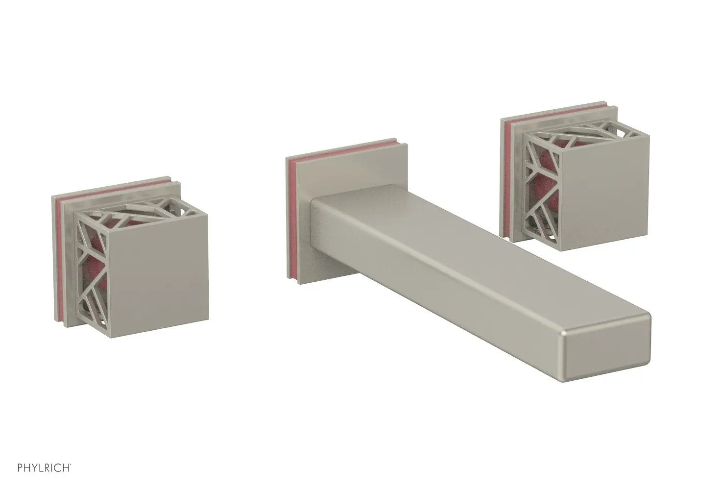 Phylrich JOLIE Wall Lavatory Set - Square Handles with "Pink" Accents by Phylrich