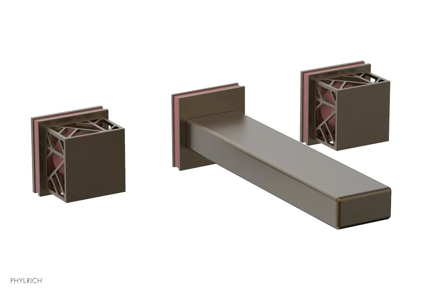 Phylrich JOLIE Wall Lavatory Set - Square Handles with "Pink" Accents by Phylrich