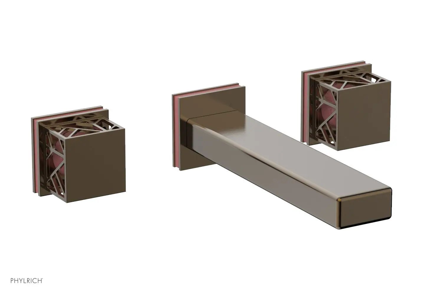 Phylrich JOLIE Wall Lavatory Set - Square Handles with "Pink" Accents by Phylrich