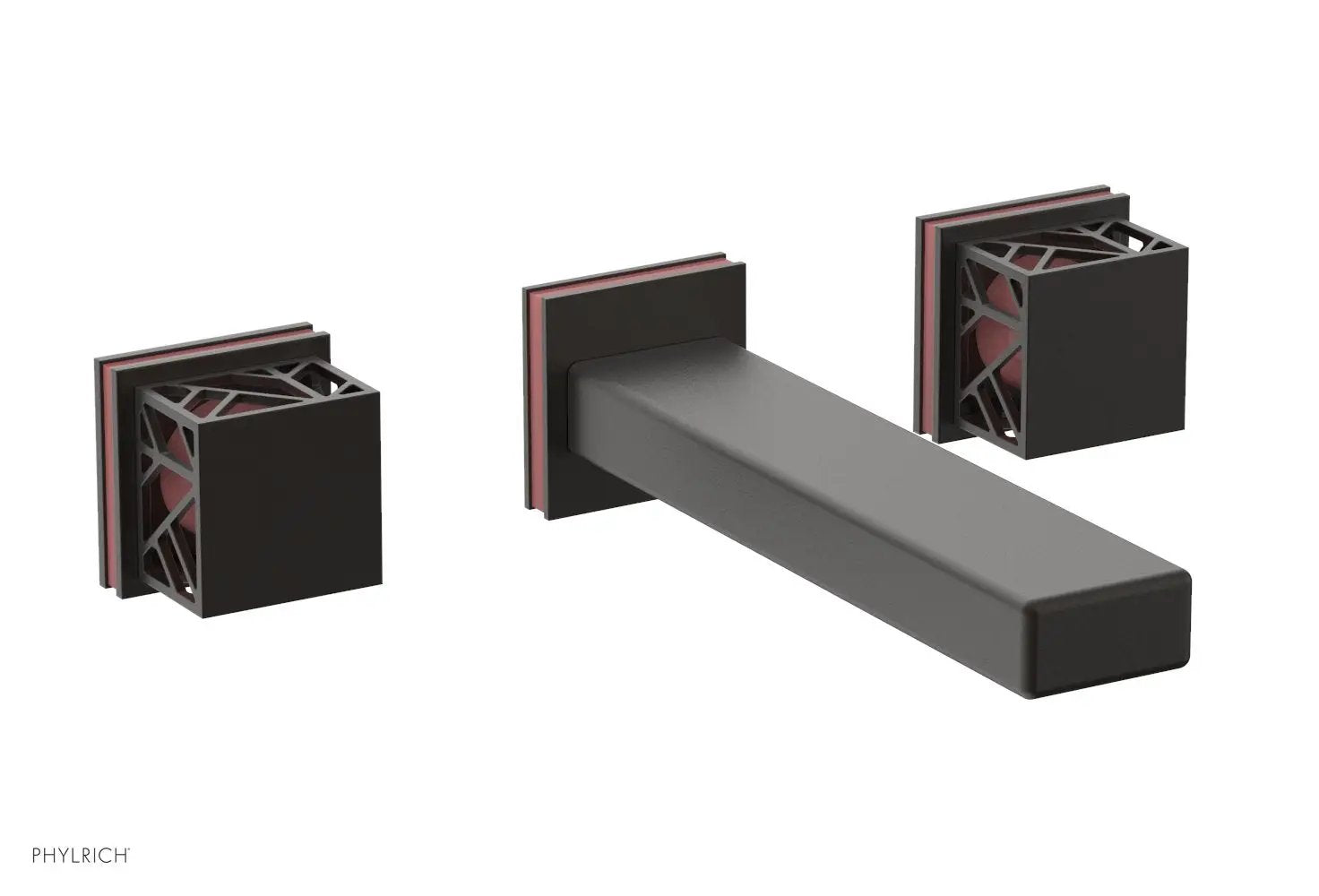 Phylrich JOLIE Wall Lavatory Set - Square Handles with "Pink" Accents by Phylrich