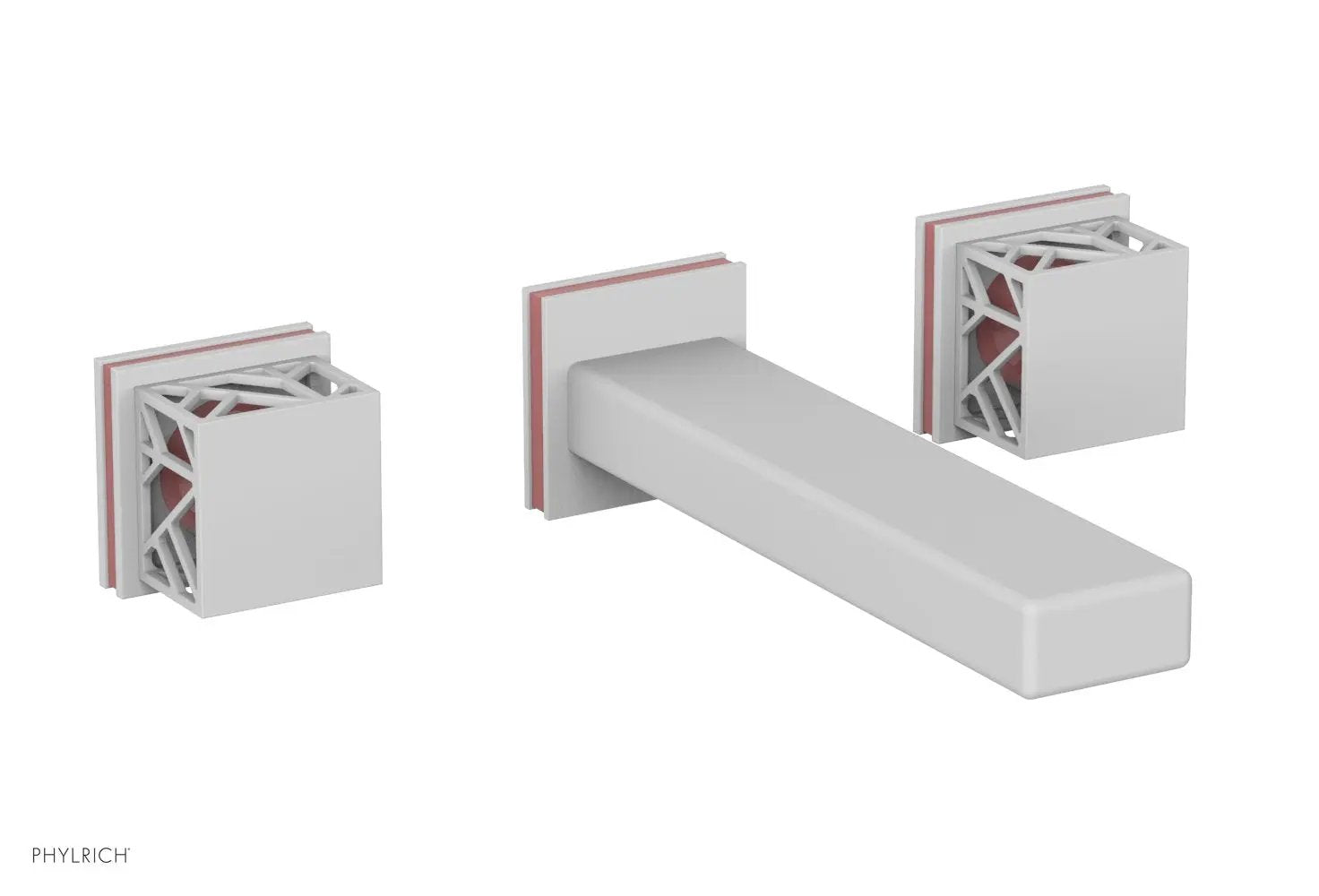 Phylrich JOLIE Wall Lavatory Set - Square Handles with "Pink" Accents by Phylrich
