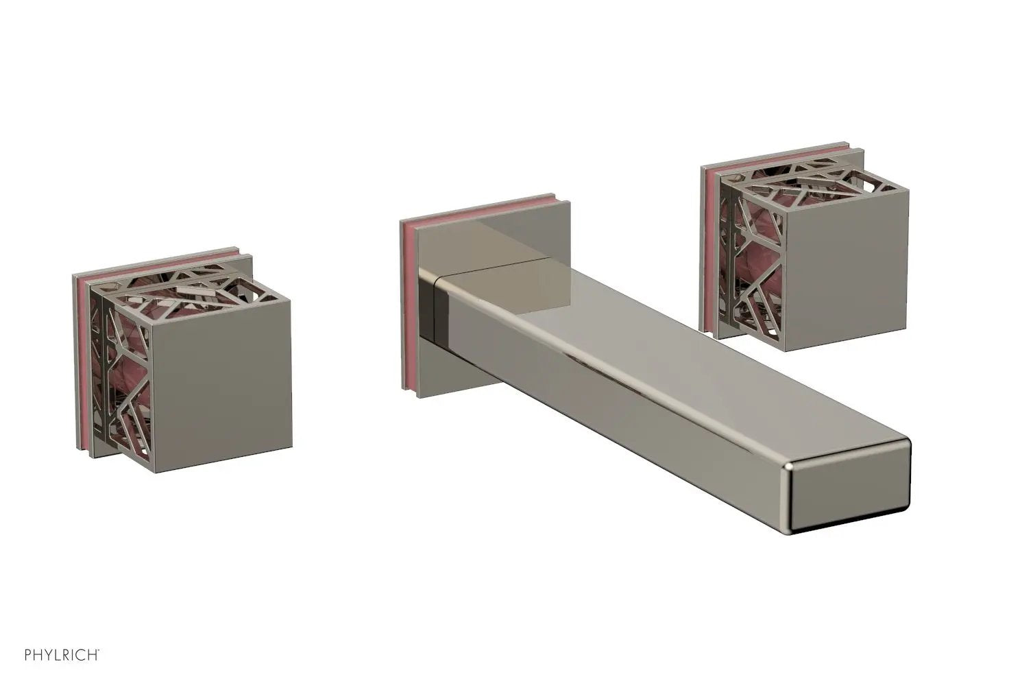 Phylrich JOLIE Wall Lavatory Set - Square Handles with "Pink" Accents by Phylrich