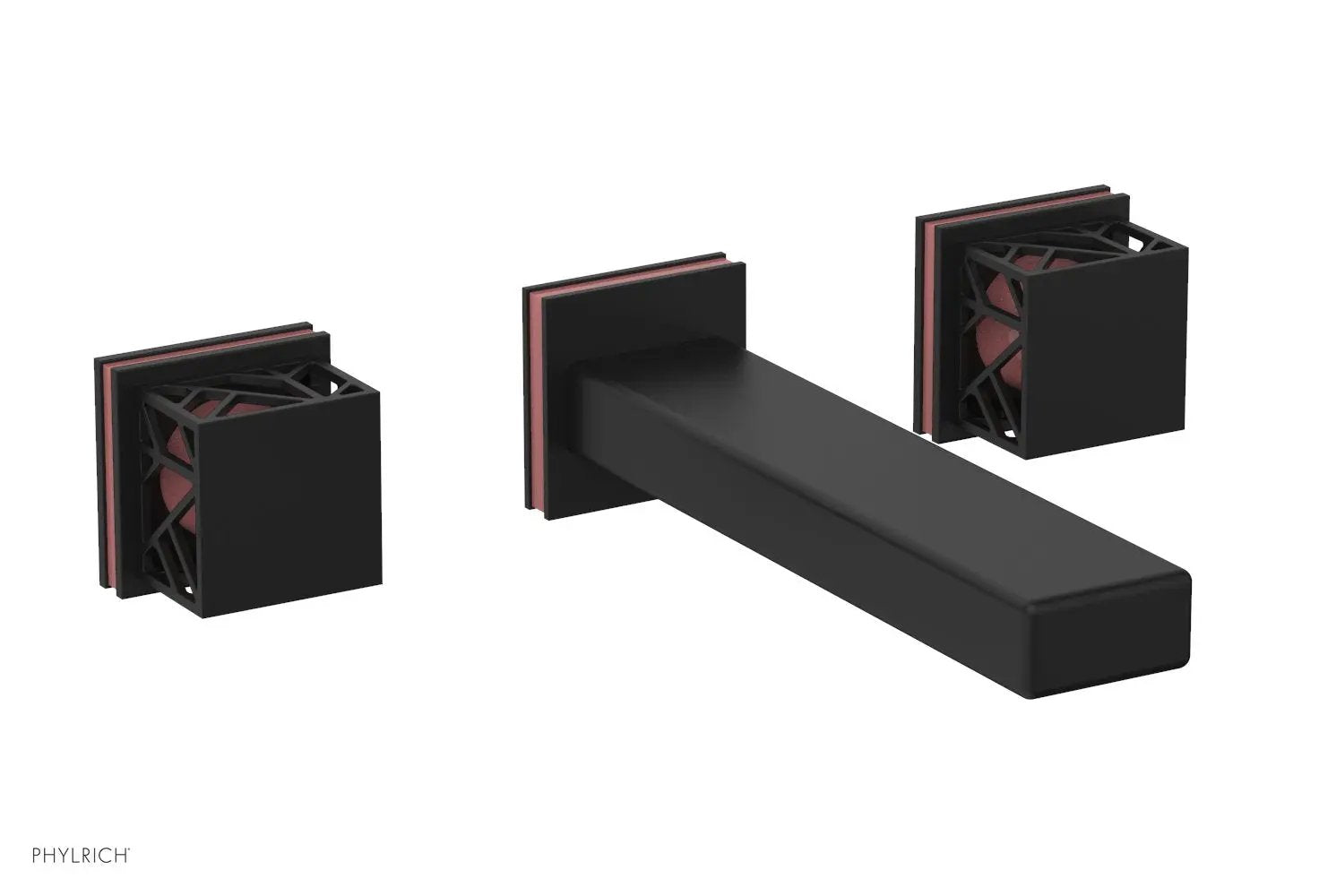 Phylrich JOLIE Wall Lavatory Set - Square Handles with "Pink" Accents by Phylrich
