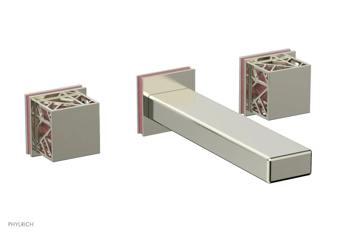 Phylrich JOLIE Wall Lavatory Set - Square Handles with "Pink" Accents by Phylrich