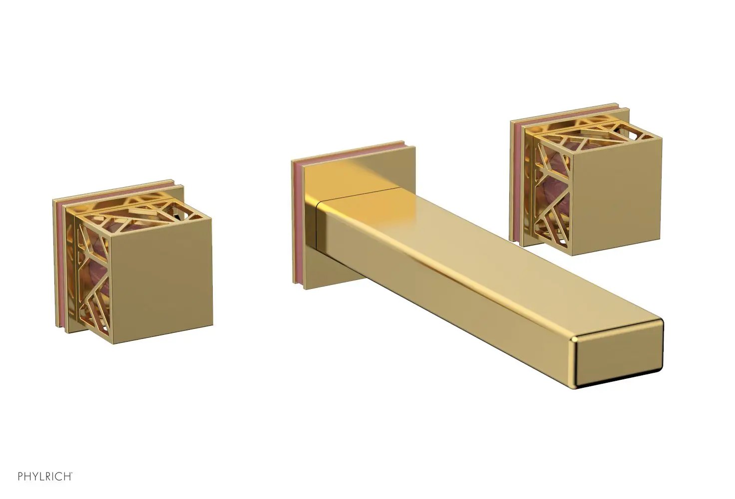 Phylrich JOLIE Wall Lavatory Set - Square Handles with "Pink" Accents by Phylrich
