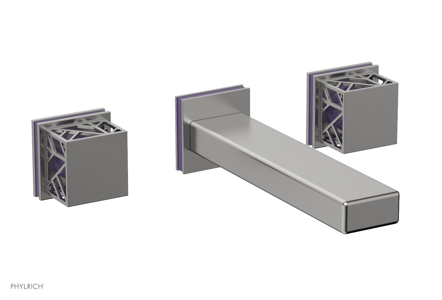 Phylrich JOLIE Wall Lavatory Set - Square Handles with "Purple" Accents by Phylrich