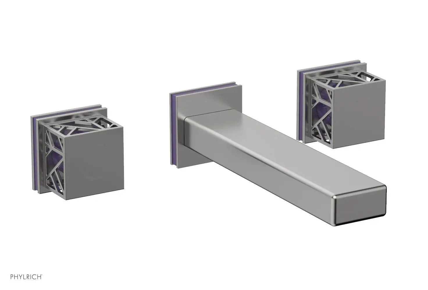Phylrich JOLIE Wall Tub Set - Square Handles with "Purple" Accents by Phylrich