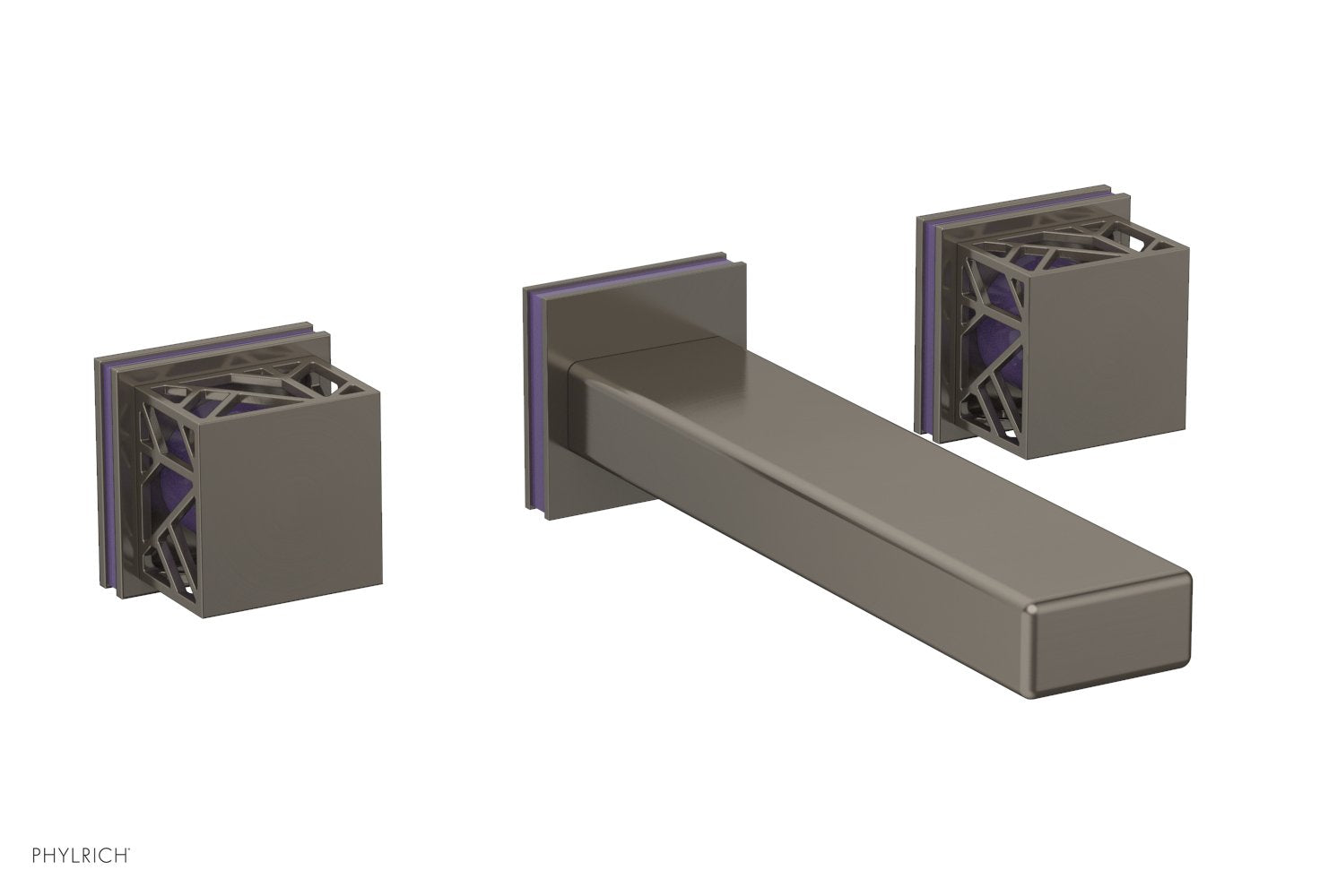 Phylrich JOLIE Wall Lavatory Set - Square Handles with "Purple" Accents
