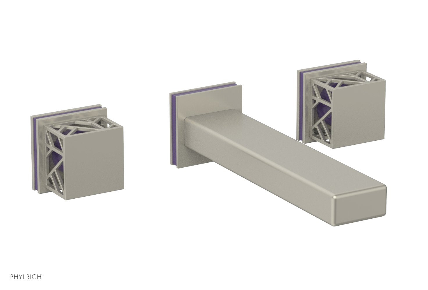 Phylrich JOLIE Wall Lavatory Set - Square Handles with "Purple" Accents