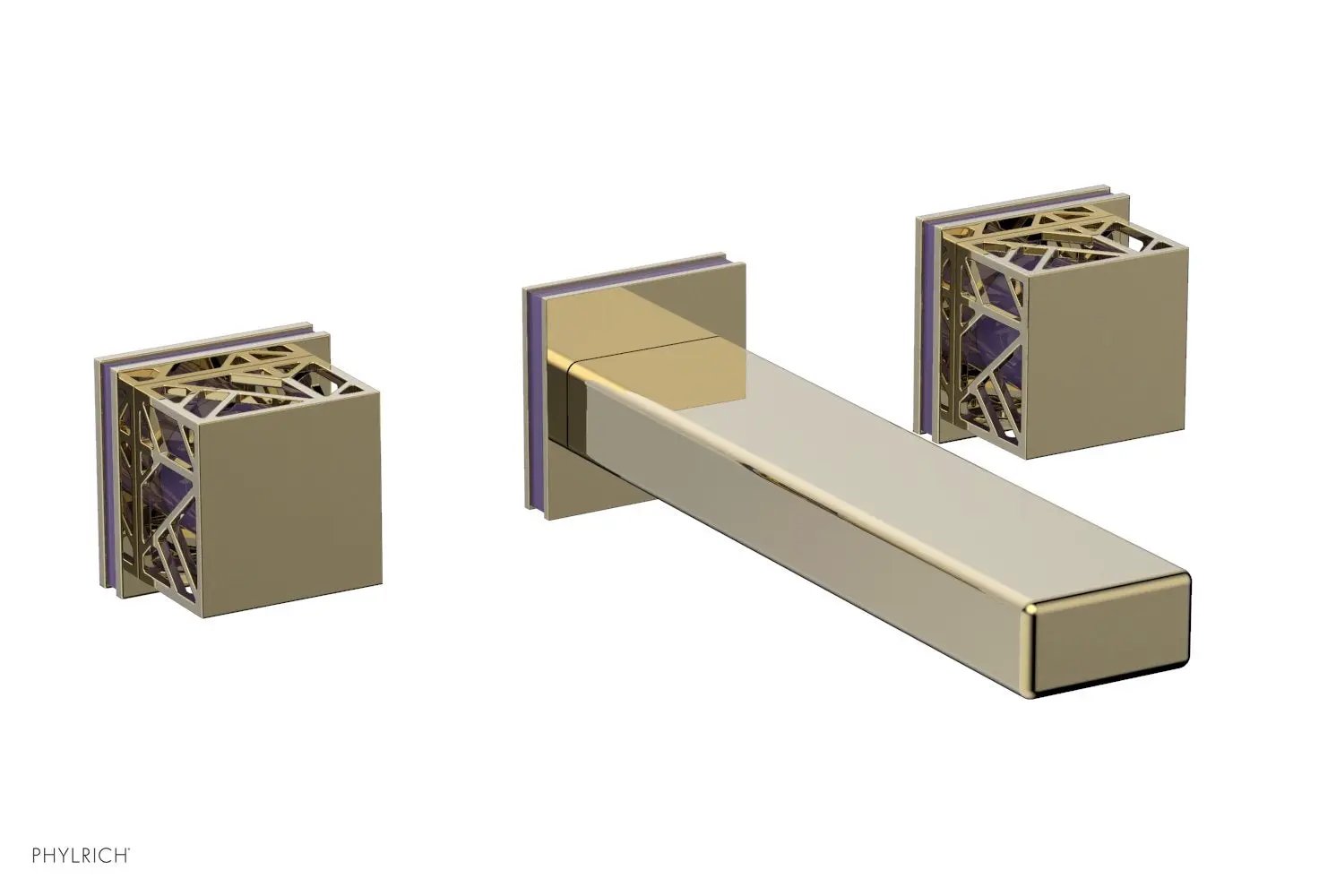 Phylrich JOLIE Wall Tub Set - Square Handles with "Purple" Accents by Phylrich