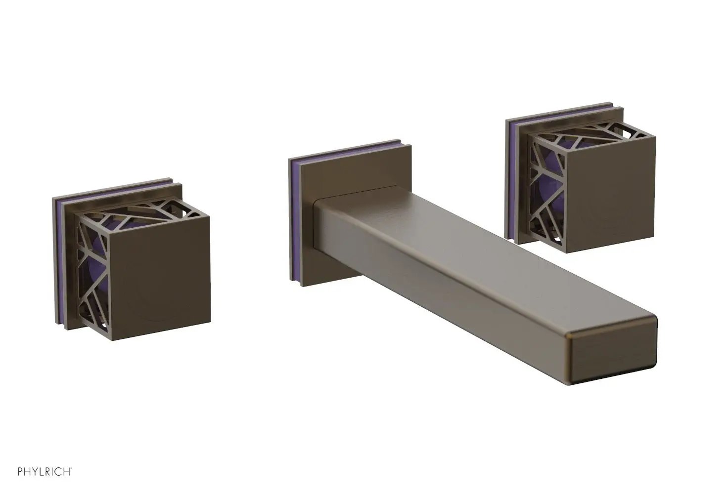 Phylrich JOLIE Wall Tub Set - Square Handles with "Purple" Accents by Phylrich