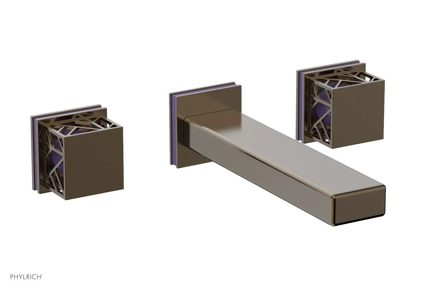 Phylrich JOLIE Wall Tub Set - Square Handles with "Purple" Accents by Phylrich