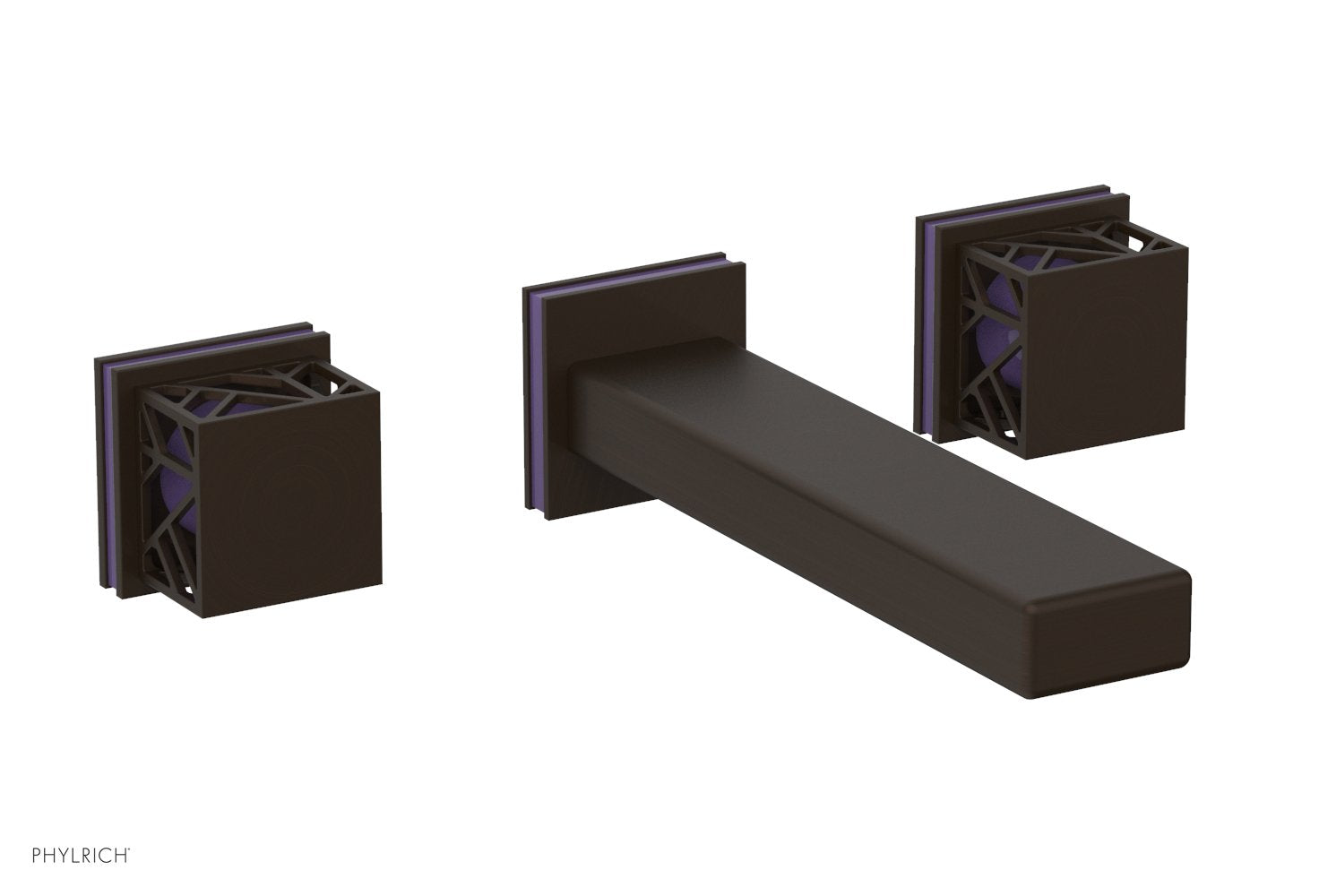 Phylrich JOLIE Wall Lavatory Set - Square Handles with "Purple" Accents by Phylrich