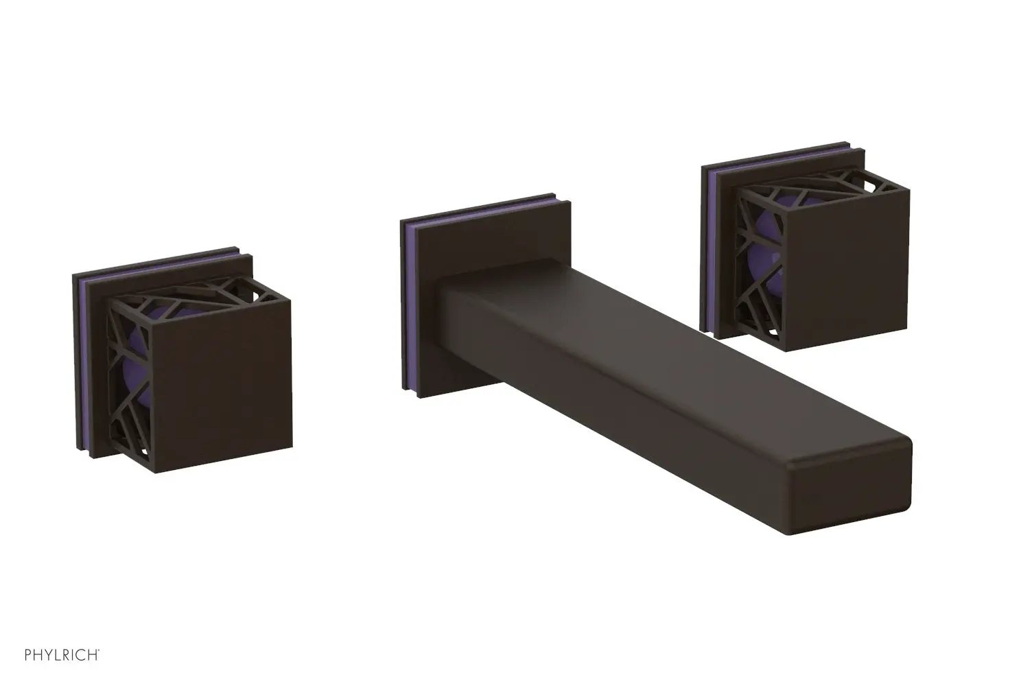 Phylrich JOLIE Wall Tub Set - Square Handles with "Purple" Accents by Phylrich