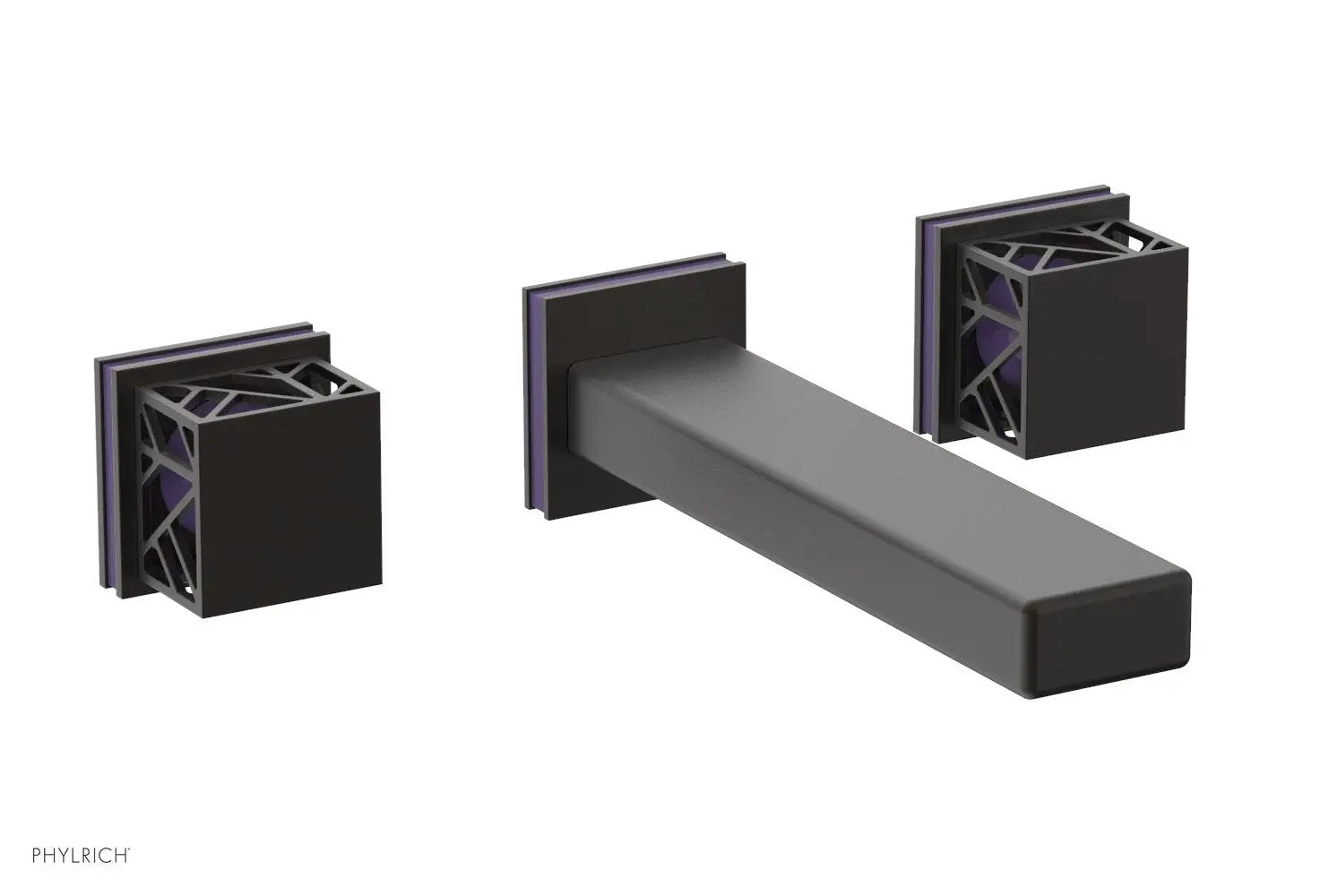 Phylrich JOLIE Wall Tub Set - Square Handles with "Purple" Accents by Phylrich