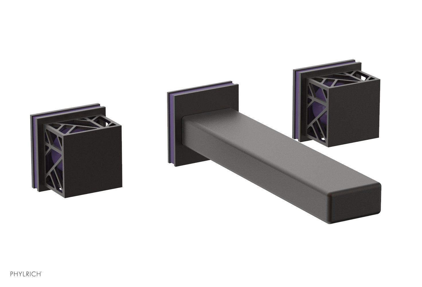 Phylrich JOLIE Wall Lavatory Set - Square Handles with "Purple" Accents by Phylrich
