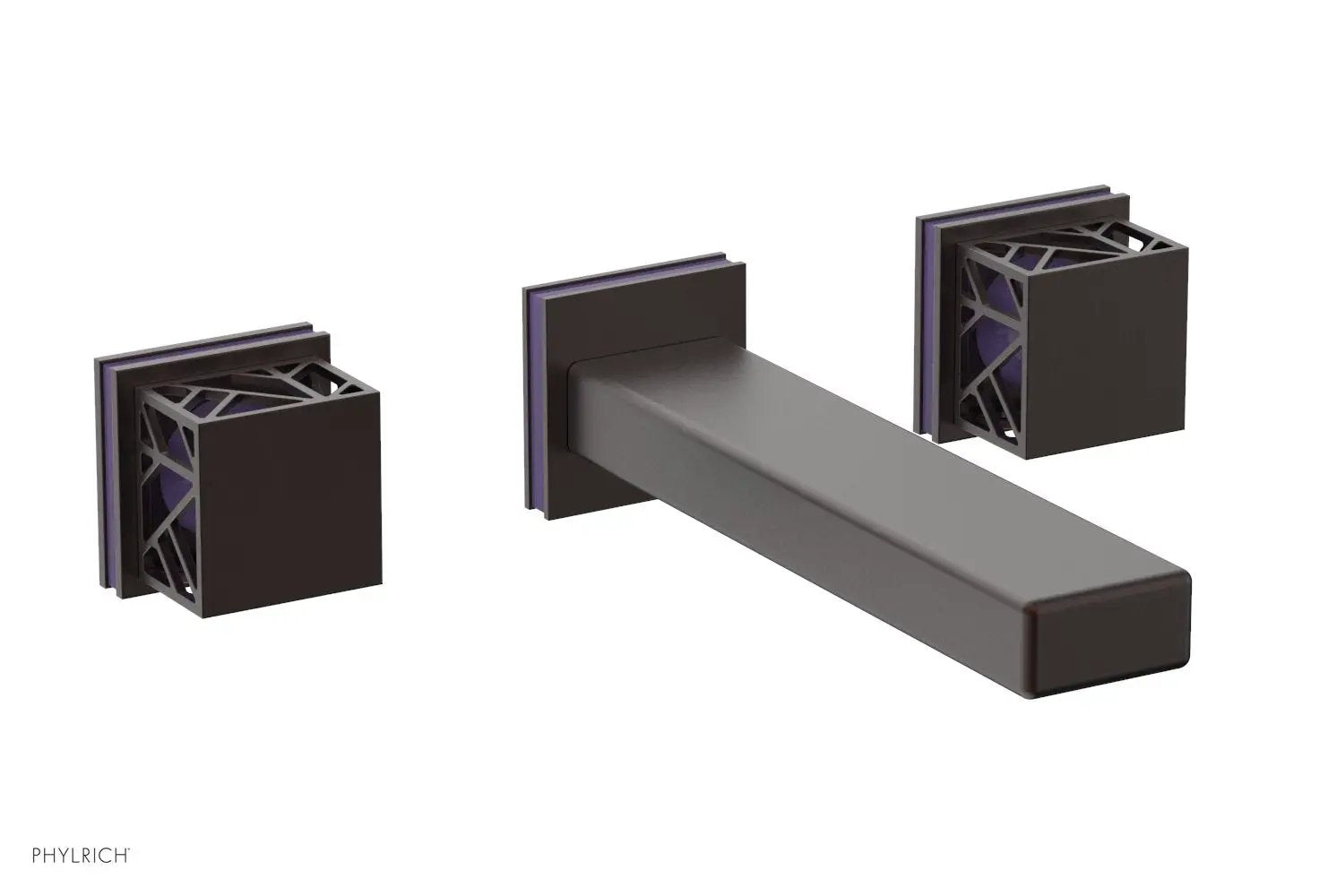 Phylrich JOLIE Wall Tub Set - Square Handles with "Purple" Accents by Phylrich