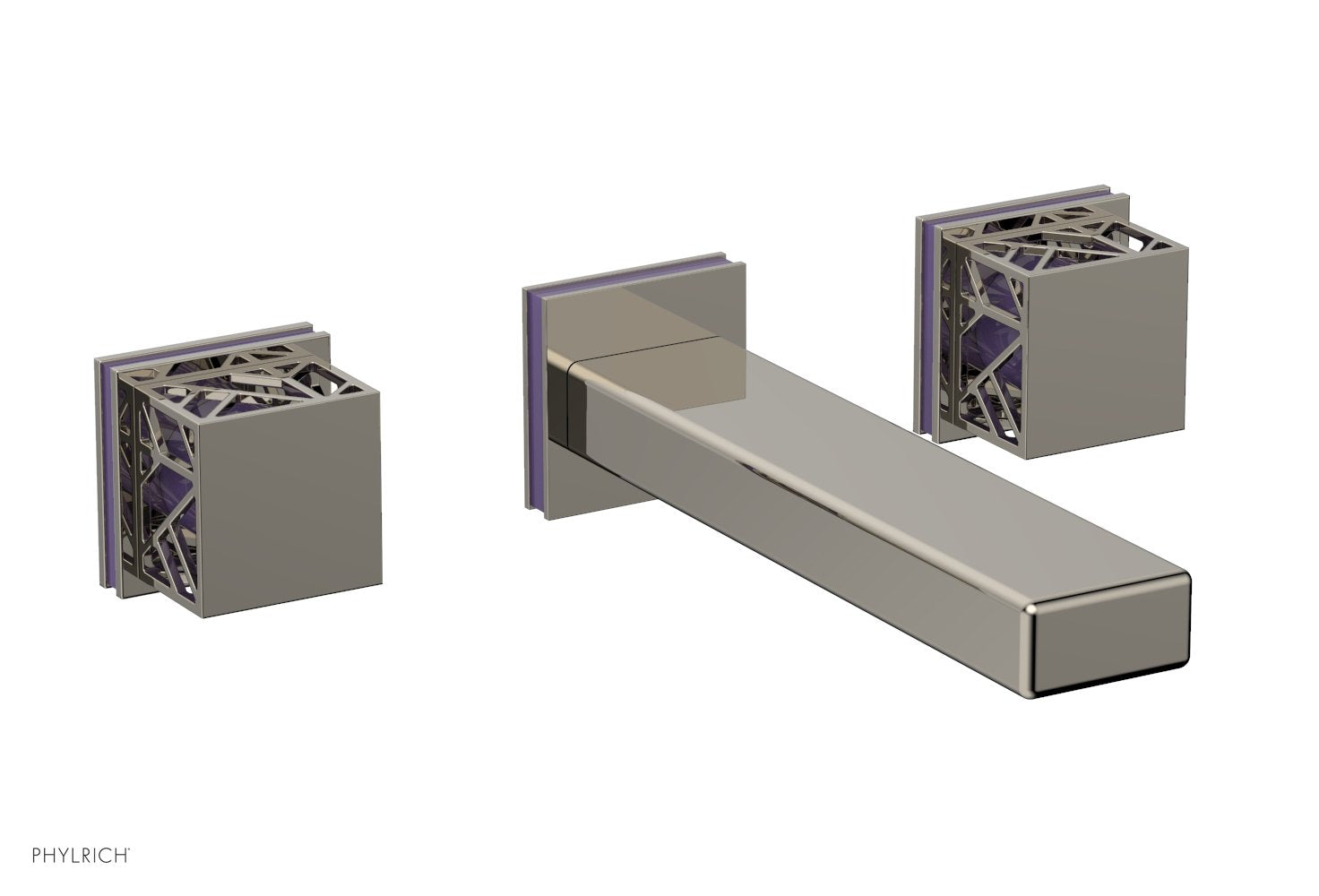 Phylrich JOLIE Wall Lavatory Set - Square Handles with "Purple" Accents