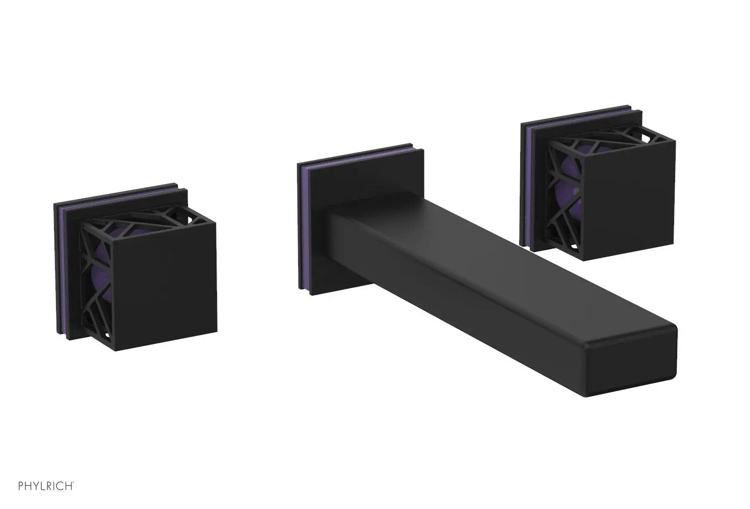 Phylrich JOLIE Wall Tub Set - Square Handles with "Purple" Accents by Phylrich