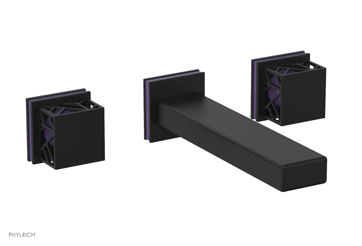 Phylrich JOLIE Wall Lavatory Set - Square Handles with "Purple" Accents by Phylrich