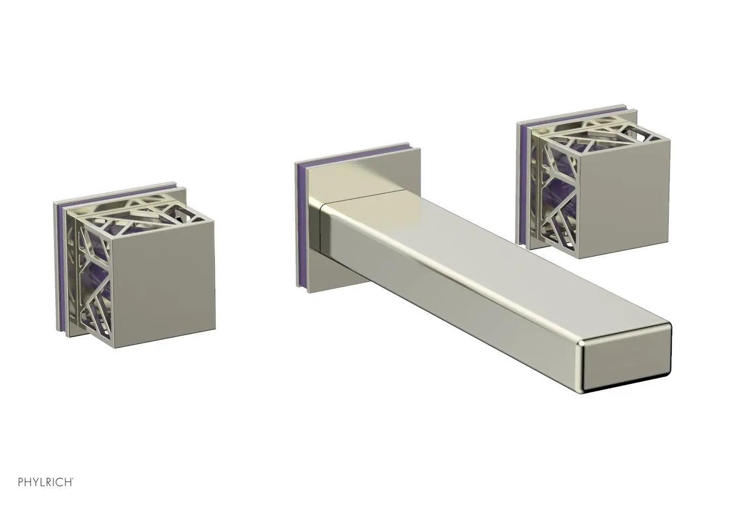 Phylrich JOLIE Wall Tub Set - Square Handles with "Purple" Accents by Phylrich