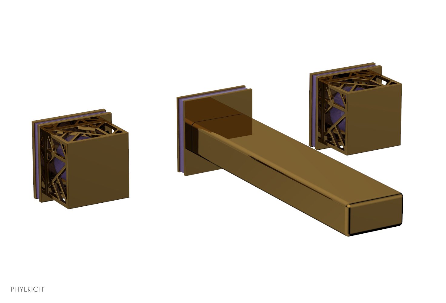 Phylrich JOLIE Wall Lavatory Set - Square Handles with "Purple" Accents by Phylrich