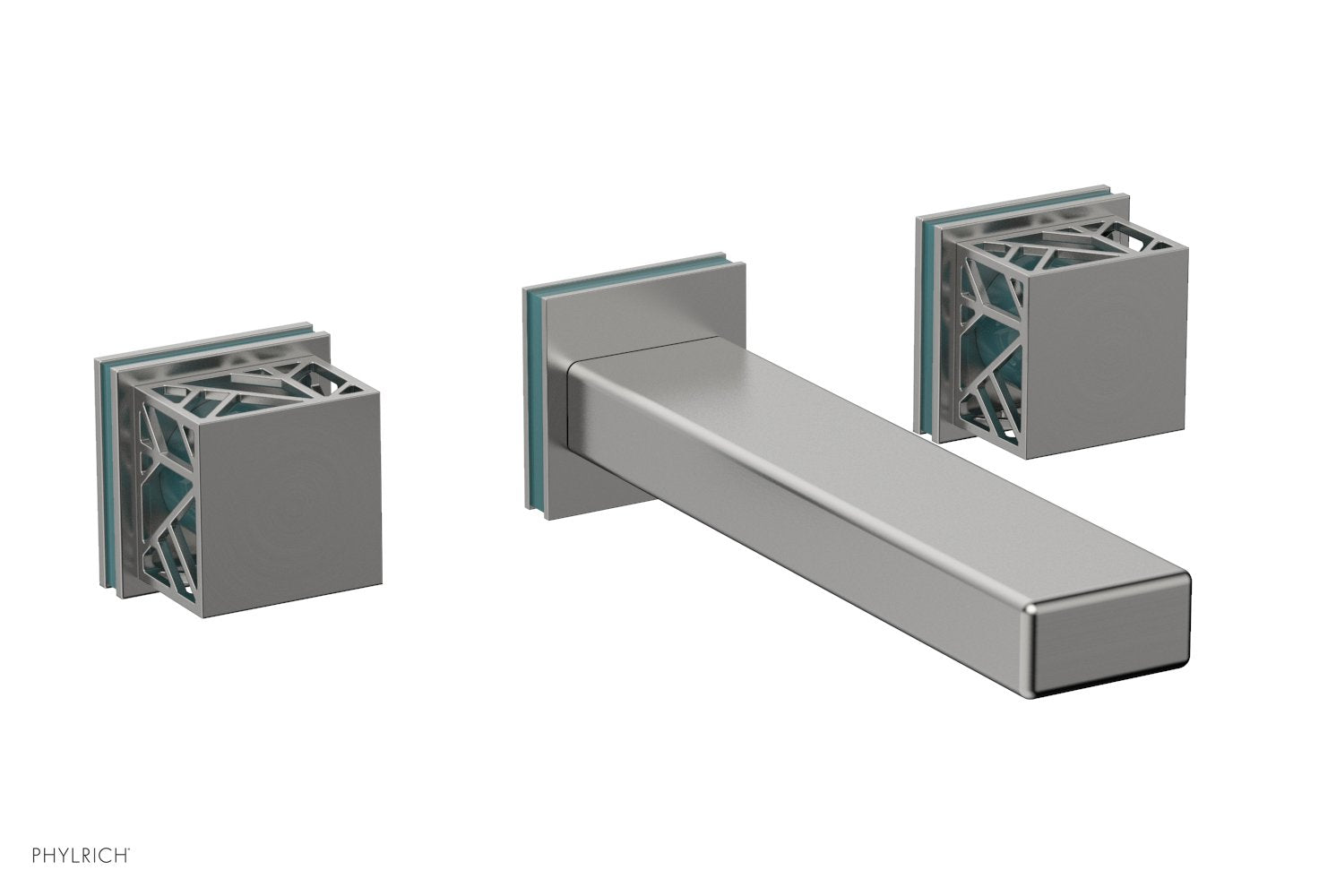 Phylrich JOLIE Wall Tub Set - Square Handles with "Turquoise" Accents by Phylrich