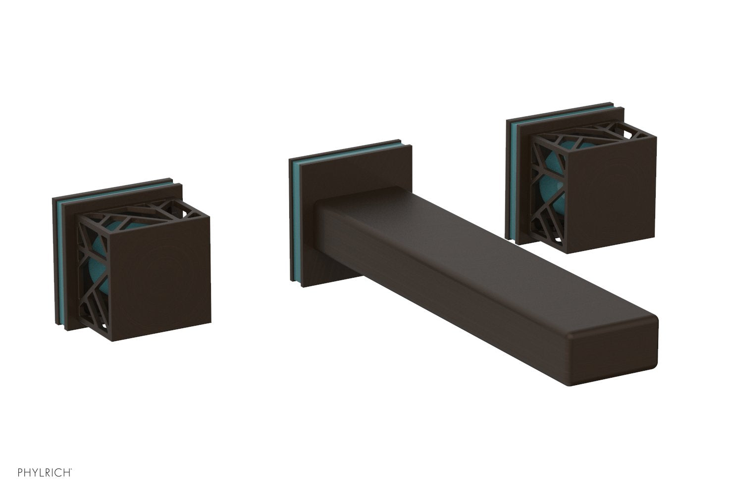 Phylrich JOLIE Wall Tub Set - Square Handles with "Turquoise" Accents by Phylrich