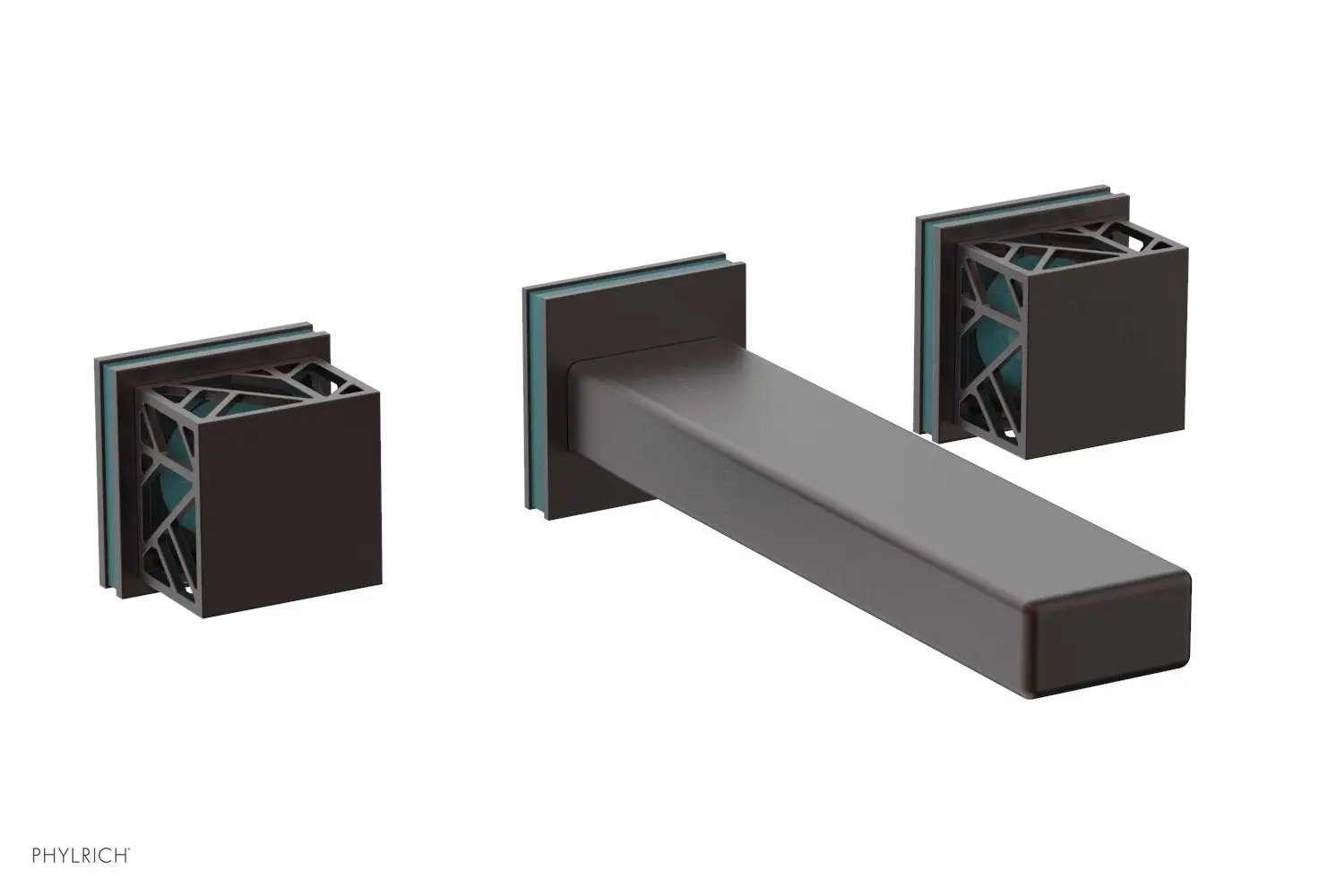 Phylrich JOLIE Wall Tub Set - Square Handles with "Turquoise" Accents by Phylrich