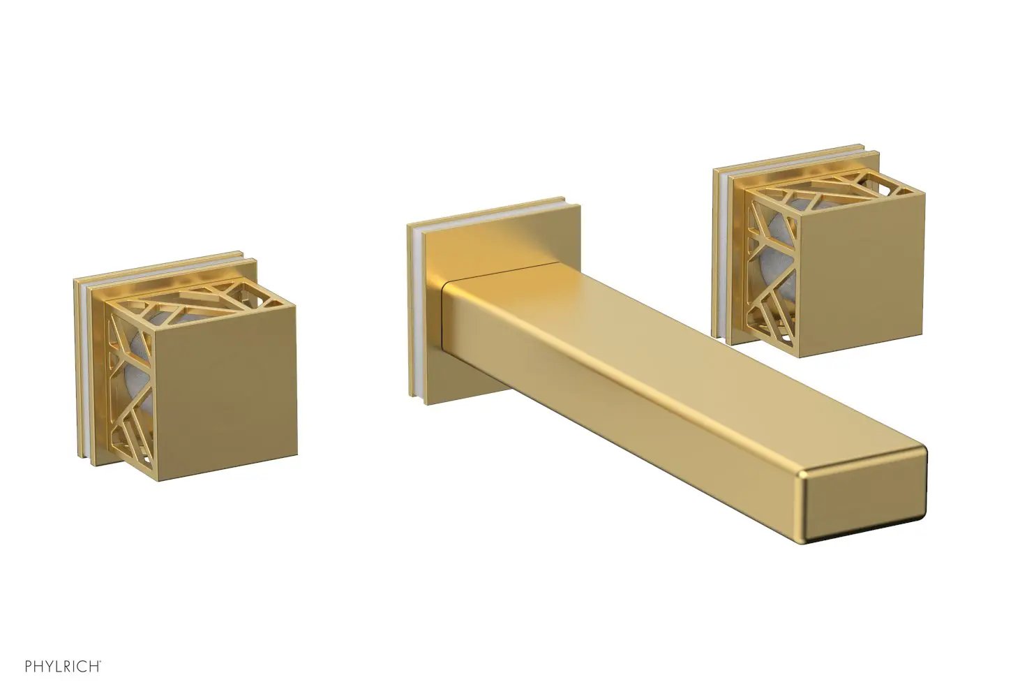 Phylrich JOLIE Wall Lavatory Set - Square Handles with "White" Accents by Phylrich