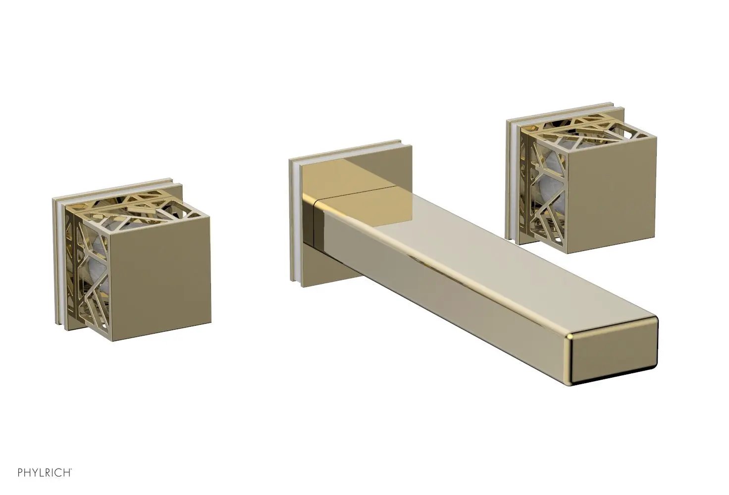 Phylrich JOLIE Wall Lavatory Set - Square Handles with "White" Accents by Phylrich