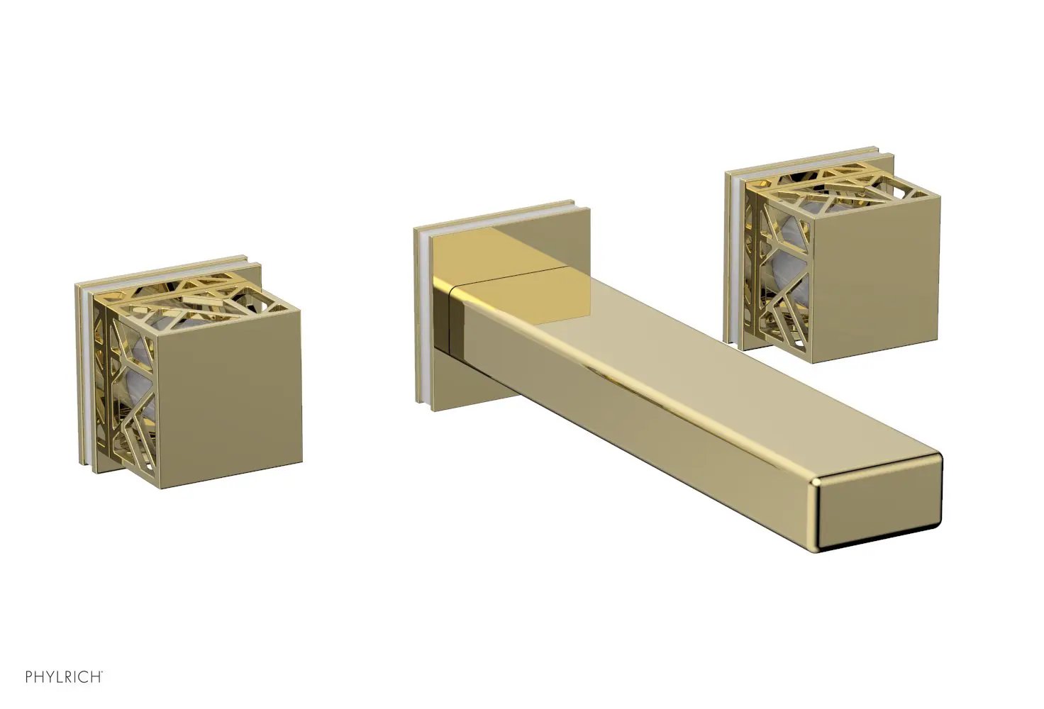 Phylrich JOLIE Wall Lavatory Set - Square Handles with "White" Accents by Phylrich