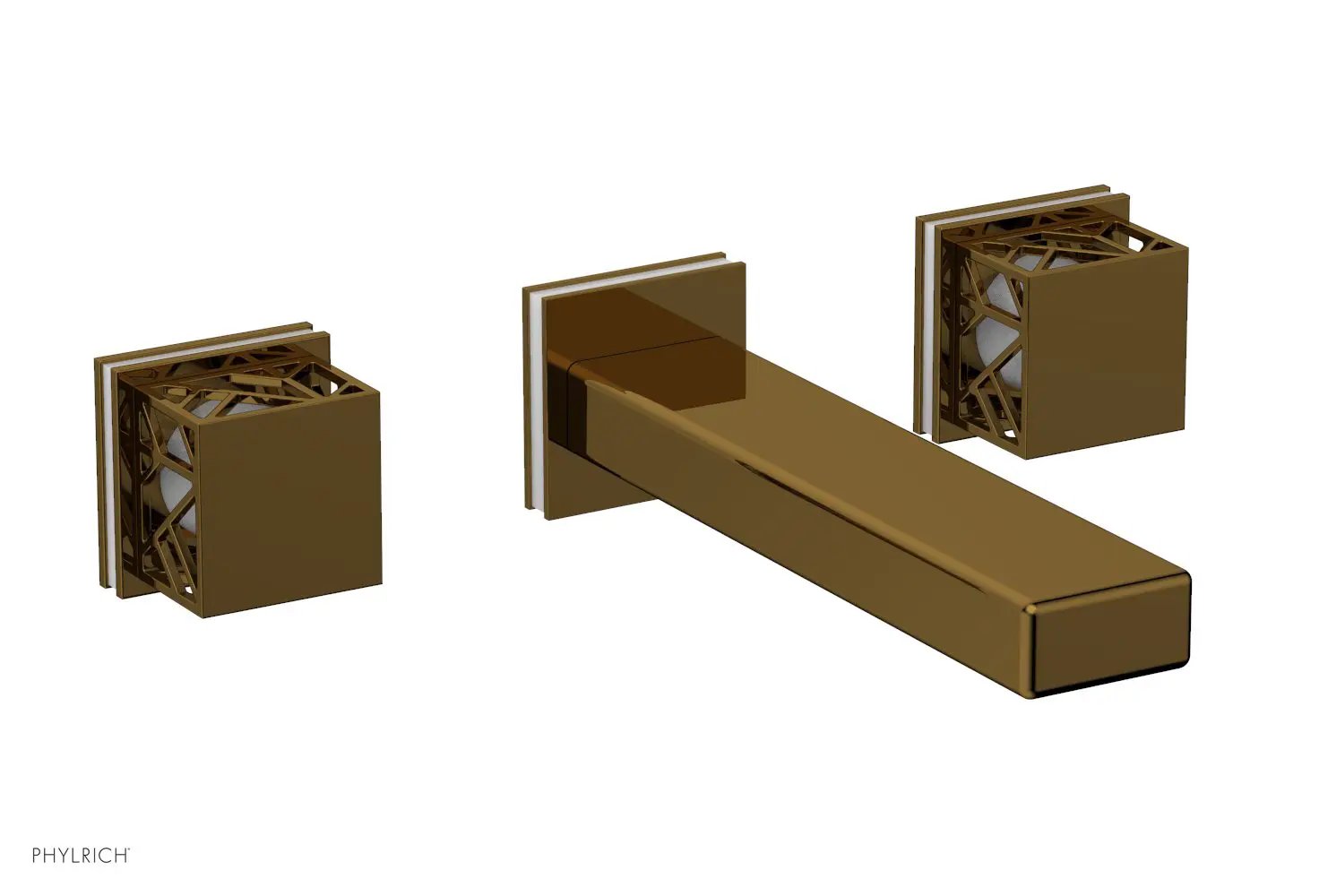 Phylrich JOLIE Wall Lavatory Set - Square Handles with "White" Accents by Phylrich
