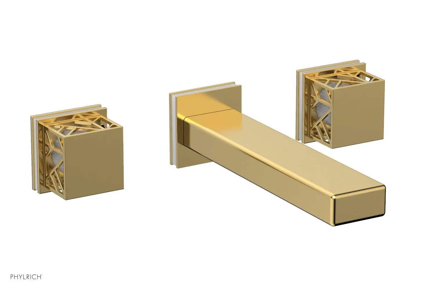 Phylrich JOLIE Wall Tub Set - Square Handles with "White" Accents by Phylrich