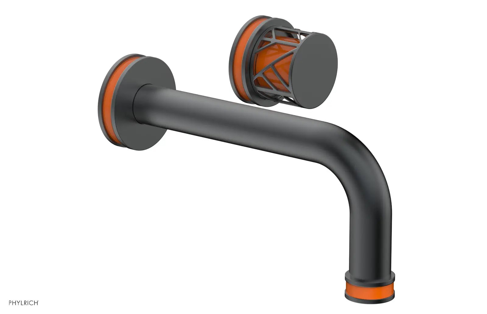 Phylrich JOLIE Single Handle Wall Lavatory Set - Round Handle "Orange" Accents by Phylrich