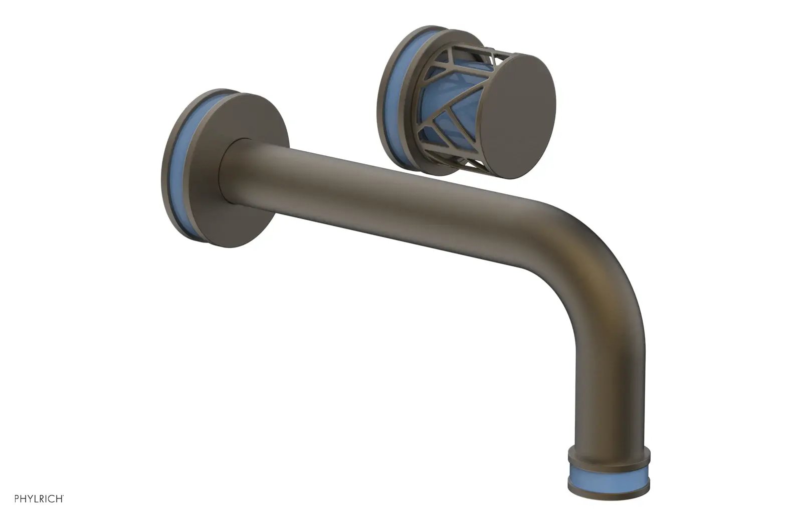 Phylrich JOLIE Single Handle Wall Lavatory Set - Round Handle "Light Blue" Accents by Phylrich