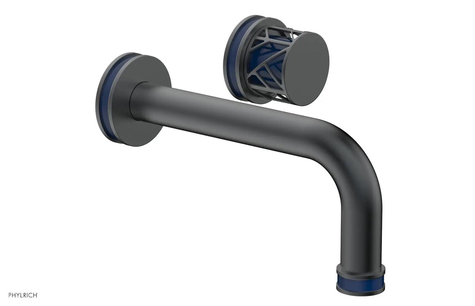 Phylrich JOLIE Single Handle Wall Lavatory Set - Round Handle "Navy Blue" Accents by Phylrich