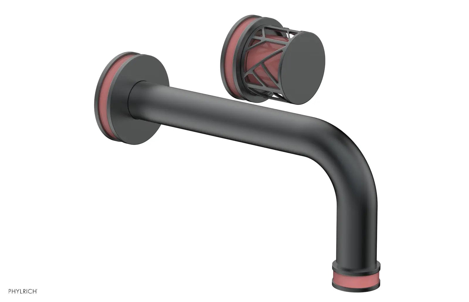 Phylrich JOLIE Single Handle Wall Lavatory Set - Round Handle "Pink" Accents by Phylrich