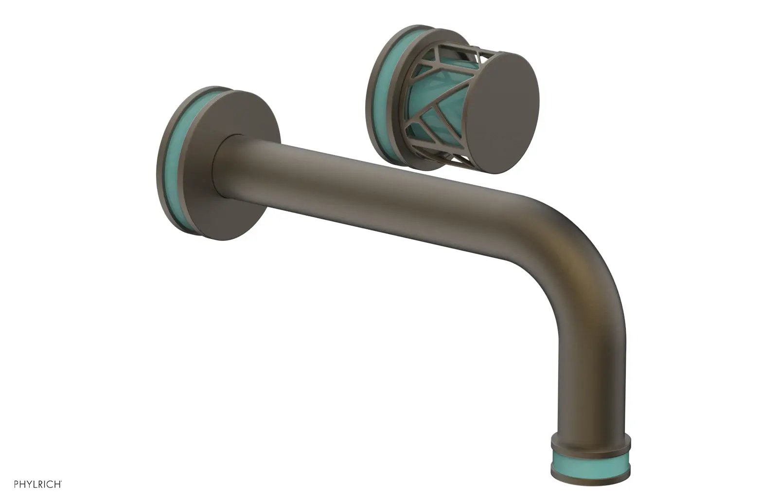 Phylrich JOLIE Single Handle Wall Lavatory Set - Round Handle "Turquoise" Accents by Phylrich