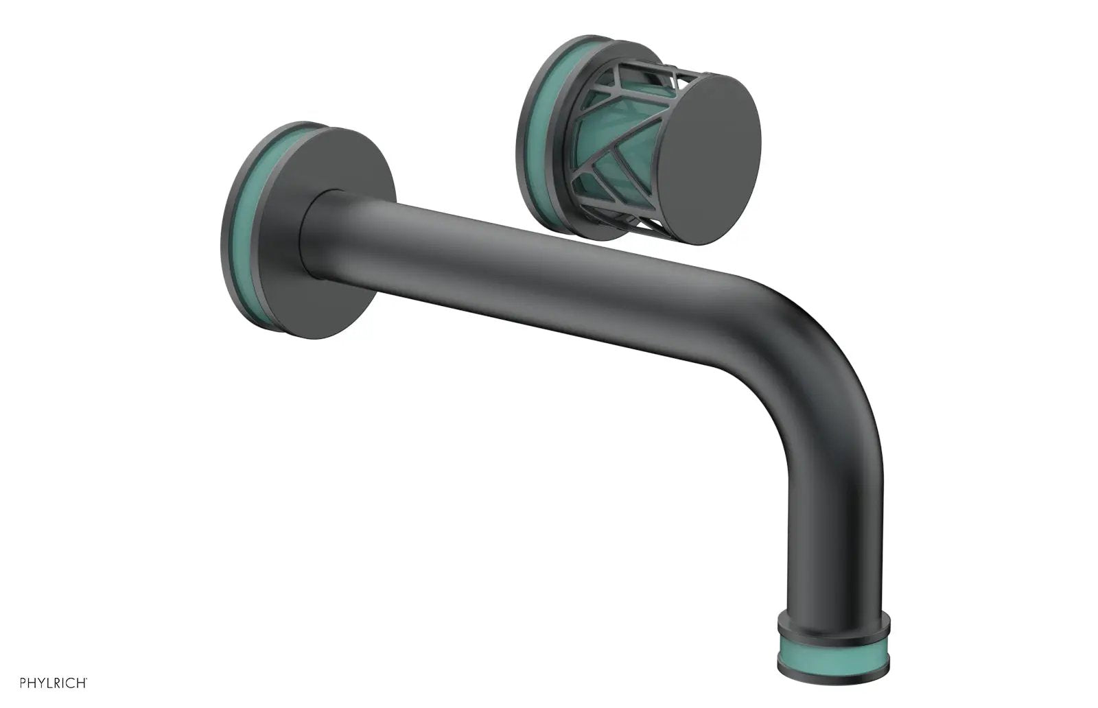 Phylrich JOLIE Single Handle Wall Lavatory Set - Round Handle "Turquoise" Accents by Phylrich