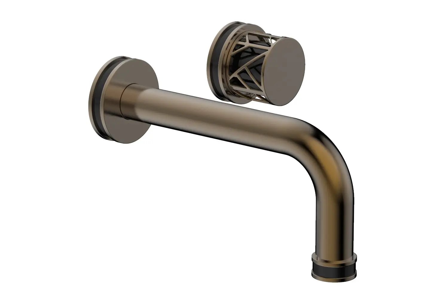 Phylrich JOLIE Single Handle Wall Lavatory Set - Round Handle "Black" Accents by Phylrich