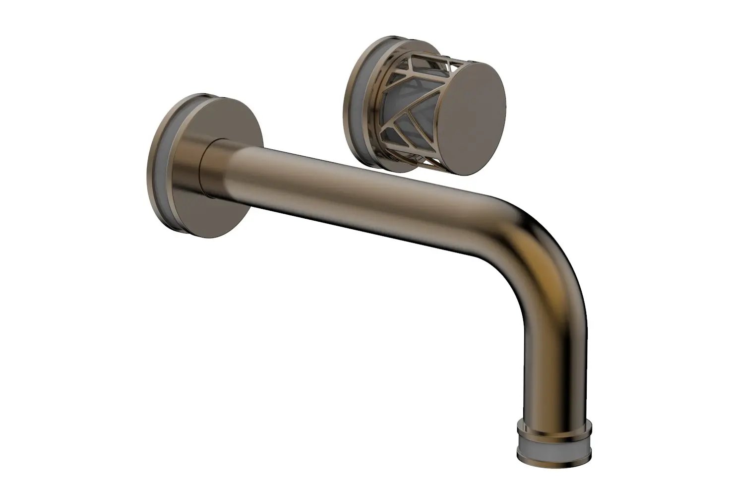 Phylrich JOLIE Single Handle Wall Lavatory Set - Round Handle "Grey" Accents by Phylrich